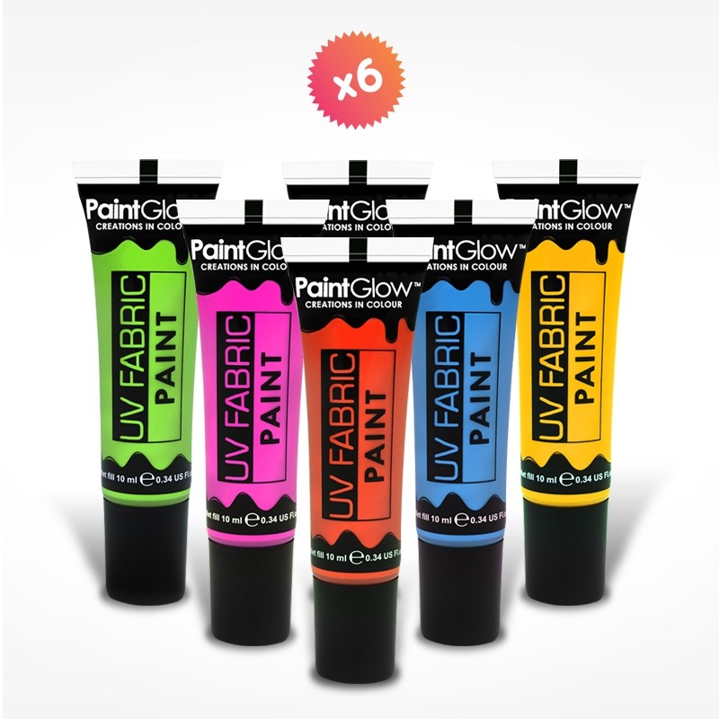 6 tubes peinture FLUO  pour textiles